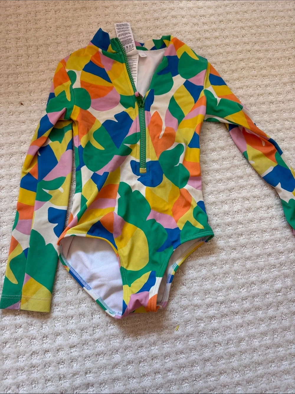 Kids Long Sleeve One-Piece Rash Guard Swimsuit - Multicolor